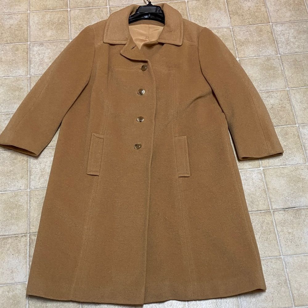 J.F.Muller 💯% Mongolian Camel Hair Classic Tan Women's Coat Size Appropriate M L - Picture 3 of 14